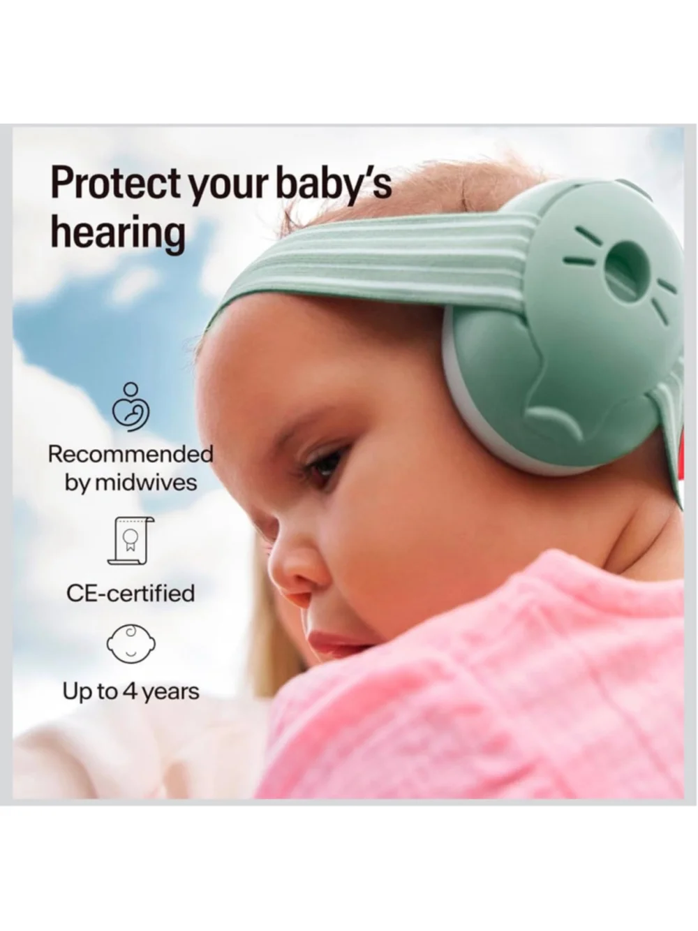 Alpine Muffy Baby Ear Muffs Noise Protection Toddler Sound Protection Sage Green